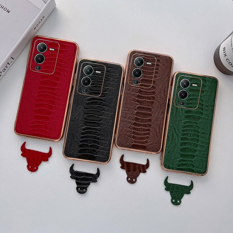 For vivo S15 5G Genuine Leather Weilai Series Nano Plating Phone Case(Red) Eurekaonline
