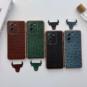 For vivo S15 Pro 5G Genuine Leather Ostrich Texture Nano Plating Phone Case(Coffee) Eurekaonline