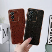 For vivo S15 Pro 5G Genuine Leather Ostrich Texture Nano Plating Phone Case(Coffee) Eurekaonline