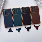 For vivo S15 Pro 5G Genuine Leather Xiaoya Series Nano Plating Phone Case(Blue) Eurekaonline