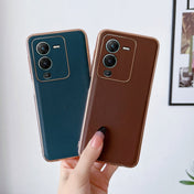 For vivo S15 Pro 5G Genuine Leather Xiaoya Series Nano Plating Phone Case(Blue) Eurekaonline