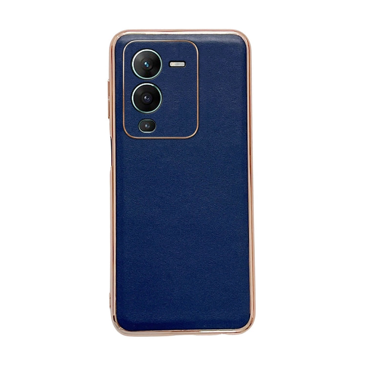 For vivo S15 Pro 5G Genuine Leather Xiaoya Series Nano Plating Phone Case(Blue) Eurekaonline