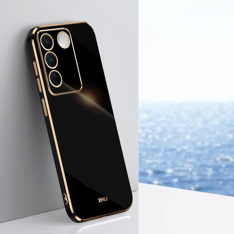 For vivo S16e XINLI Straight 6D Plating Gold Edge TPU Phone Case(Black) Eurekaonline