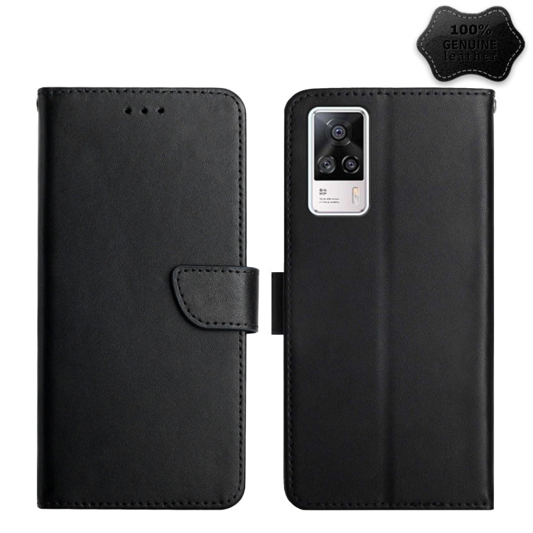 For vivo S9e Genuine Leather Fingerprint-proof Flip Phone Case(Black) Eurekaonline