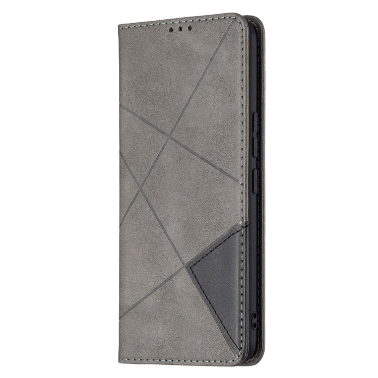 For vivo V21e 5G Rhombus Texture Horizontal Flip Magnetic Leather Case with Holder & Card Slots(Grey) Eurekaonline