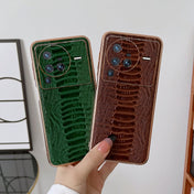 For vivo X80 5G Genuine Leather Weilai Series Nano Plating Phone Case(Green) Eurekaonline