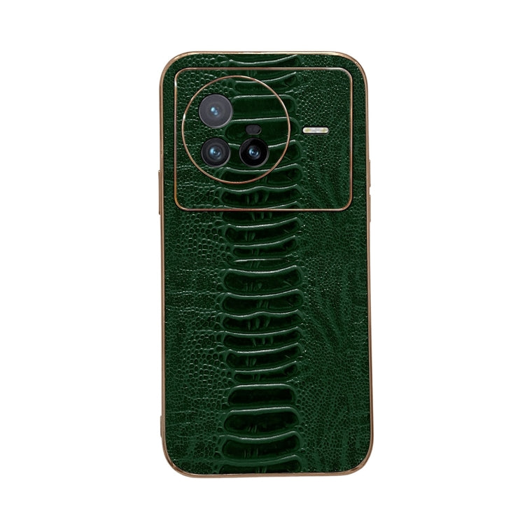 For vivo X80 5G Genuine Leather Weilai Series Nano Plating Phone Case(Green) Eurekaonline