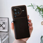 For vivo X80 5G Genuine Leather Xiaoya Series Nano Plating Phone Case(Black) Eurekaonline
