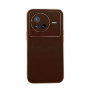 For vivo X80 5G Genuine Leather Xiaoya Series Nano Plating Phone Case(Coffee) Eurekaonline