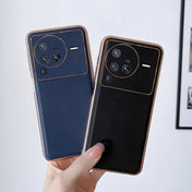 For vivo X80 5G Genuine Leather Xiaoya Series Nano Plating Phone Case(Coffee) Eurekaonline
