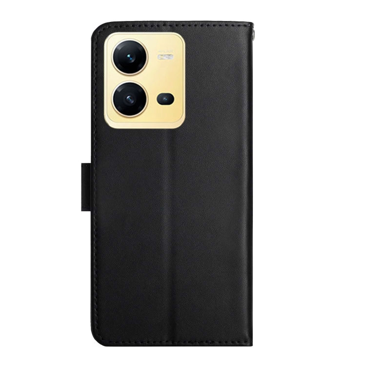 For vivo X80 Lite/V25 5G Genuine Leather Fingerprint-proof Flip Phone Case(Black) Eurekaonline