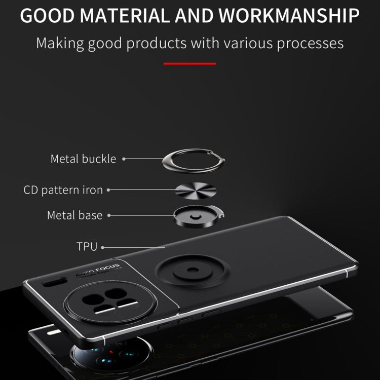 For vivo X90 5G Metal Ring Holder TPU Phone Case(Black) Eurekaonline