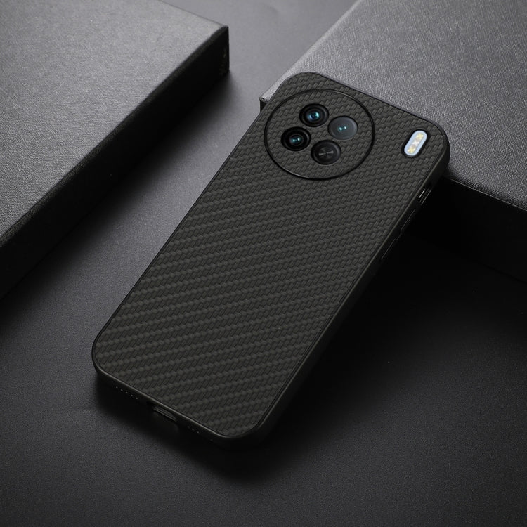 For vivo X90 Accurate Hole Carbon Fiber Texture PU Phone Case(Black) Eurekaonline
