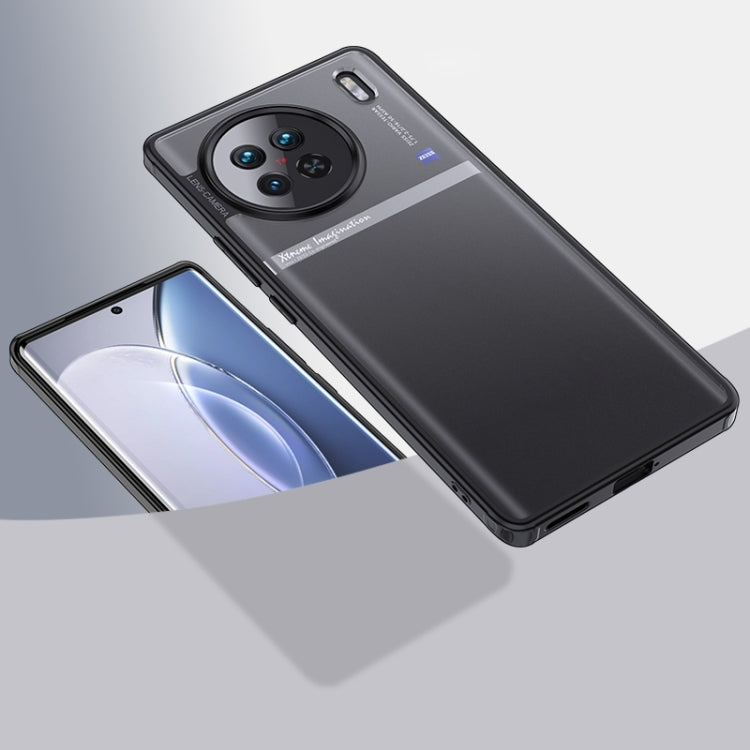 For vivo X90 Armor Clear TPU Hard PC Phone Case(Matte Black) Eurekaonline