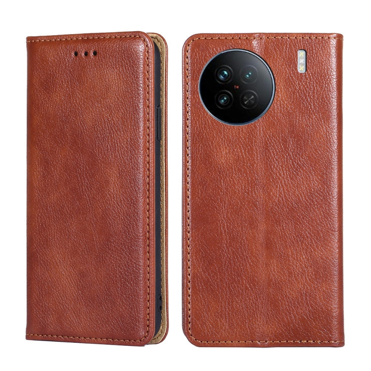 For vivo X90 Gloss Oil Solid Color Magnetic Leather Phone Case(Brown) Eurekaonline