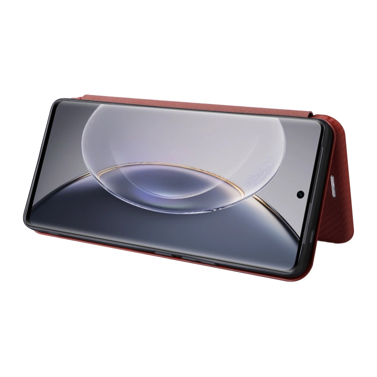 For vivo X90 Pro+ 5G Carbon Fiber Texture Flip Leather Phone Case(Brown) Eurekaonline