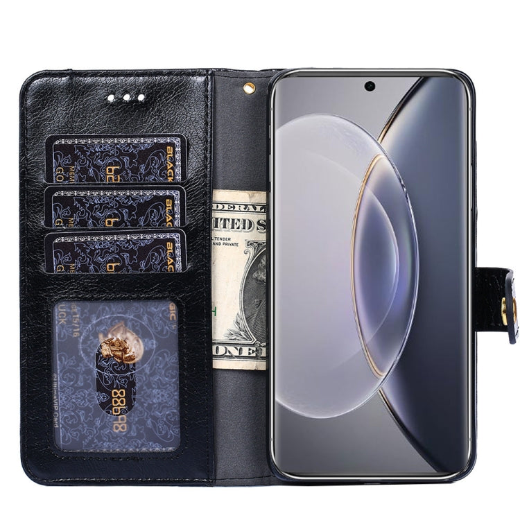For vivo X90 Pro 5G Zipper Bag Leather Phone Case(Black) Eurekaonline