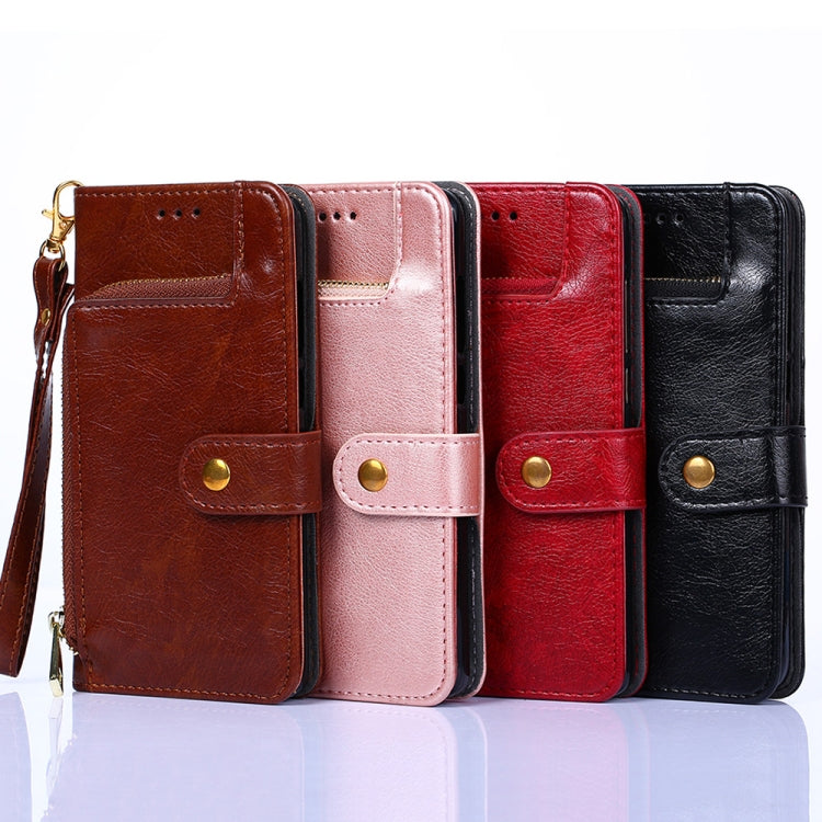 For vivo X90 Pro 5G Zipper Bag Leather Phone Case(Brown) Eurekaonline