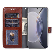 For vivo X90 Pro 5G Zipper Bag Leather Phone Case(Brown) Eurekaonline
