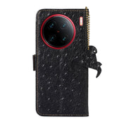 For vivo X90 Pro+ Ostrich Pattern Genuine Leather RFID Phone Case(Black) Eurekaonline