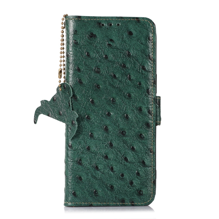 For vivo X90 Pro+ Ostrich Pattern Genuine Leather RFID Phone Case(Green) Eurekaonline