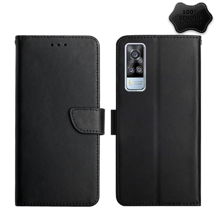 For vivo Y51 (2020, December) Genuine Leather Fingerprint-proof Flip Phone Case(Black) Eurekaonline