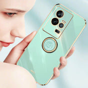 For vivo iQOO 11 5G XINLI Straight Edge 6D Electroplate TPU Phone Case with Ring Holder(Mint Green) Eurekaonline