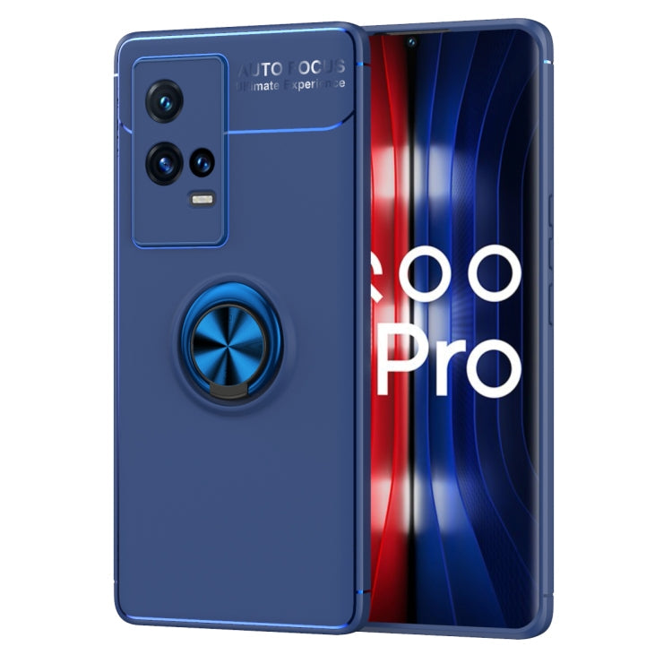 For vivo iQOO 8 Metal Ring Holder 360 Degree Rotating TPU Case(Blue) Eurekaonline