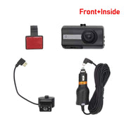 Front and Inner Dual Camera HD Infrared Night Vision Car Dash Cam Driving Recorder Eurekaonline