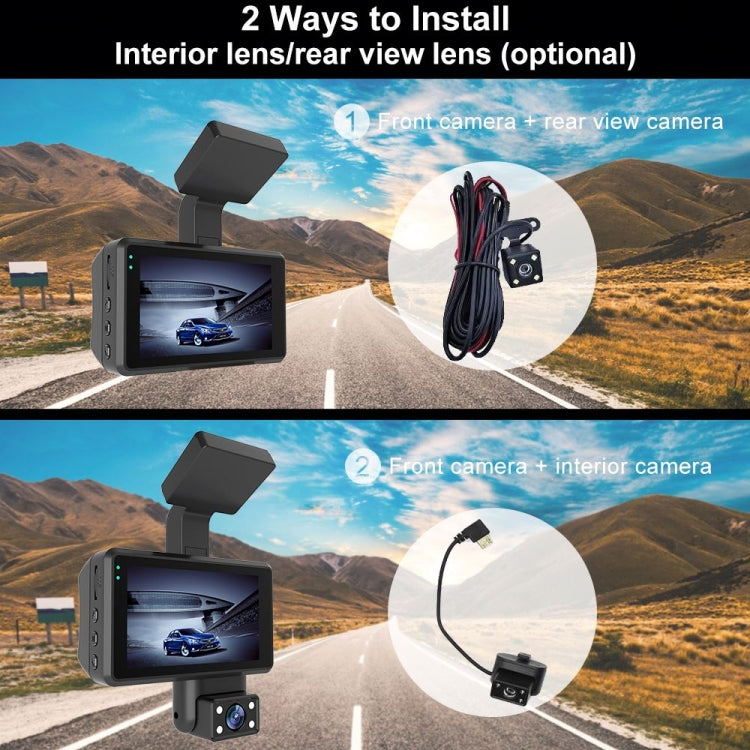 Front and Inner Dual Camera HD Infrared Night Vision Car Dash Cam Driving Recorder Eurekaonline