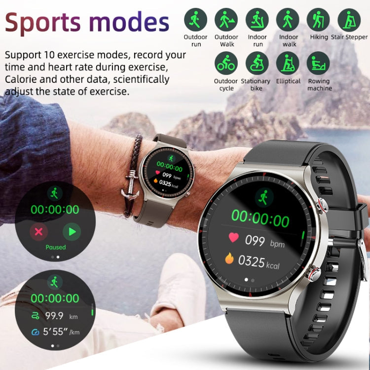 G08 1.3 inch TFT Screen Smart Watch, Support Medical-grade ECG Measurement/Women Menstrual Reminder, Style:Coffee Leather Strap(Black) Eurekaonline