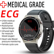 G08 1.3 inch TFT Screen Smart Watch, Support Medical-grade ECG Measurement/Women Menstrual Reminder, Style:Coffee Leather Strap(Black) Eurekaonline