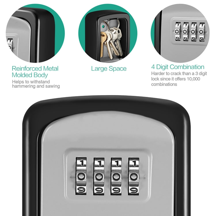 G9 4-digit Password Aluminum Alloy Key Storage Box(Silver) Eurekaonline