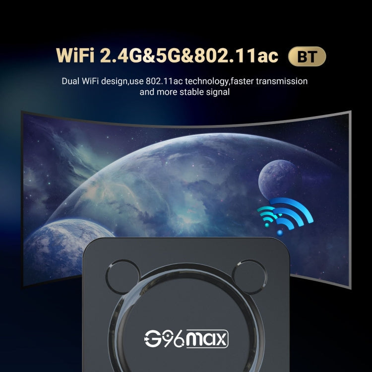 G96max Smart 4K HD Android 11.0 TV Box, Amlogic S905W2 Quad Core ARM Cortex A35, Support Dual Band WiFi, HDMI, RJ45, Capacity:2GB+16GB(EU Plug) Eurekaonline