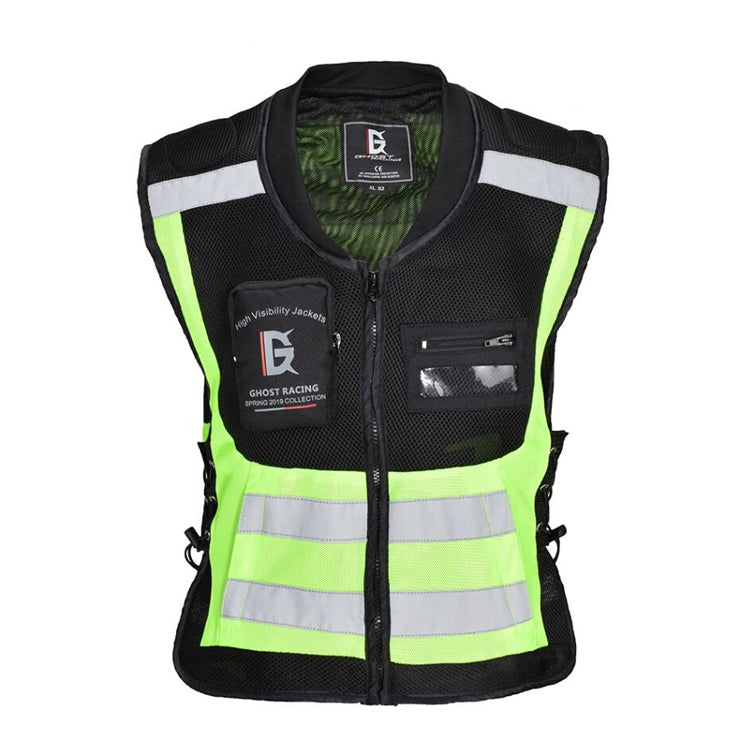 GHOST RACING GR-Y06 Motorcycle Riding Vest Safety Reflective Vest, Size: M(Fluorescent Green) Eurekaonline