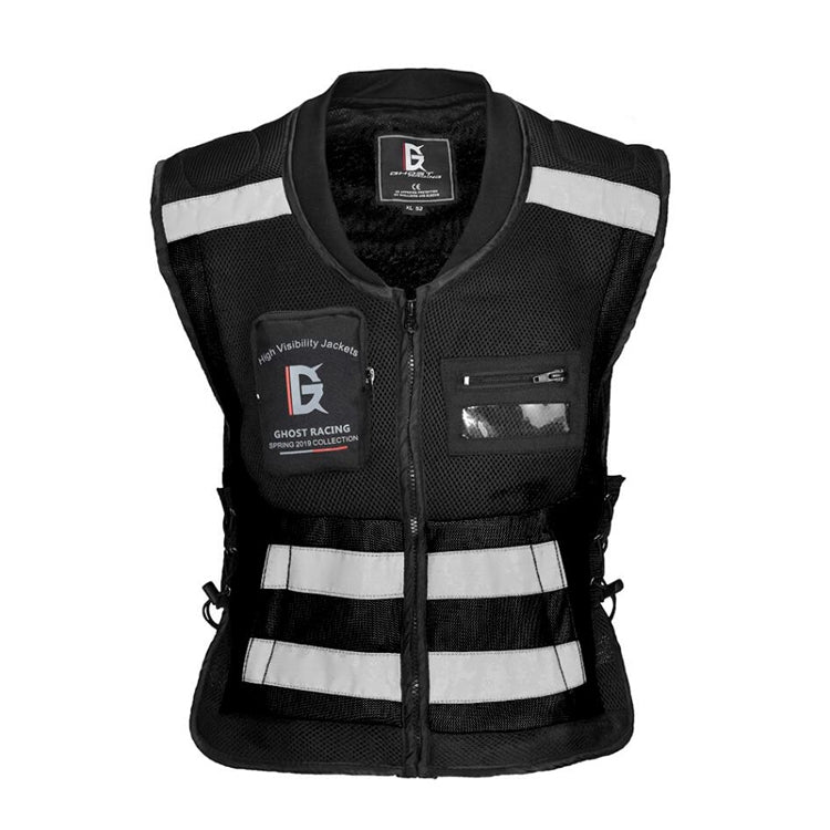 GHOST RACING GR-Y06 Motorcycle Riding Vest Safety Reflective Vest, Size: XXL(Black) Eurekaonline