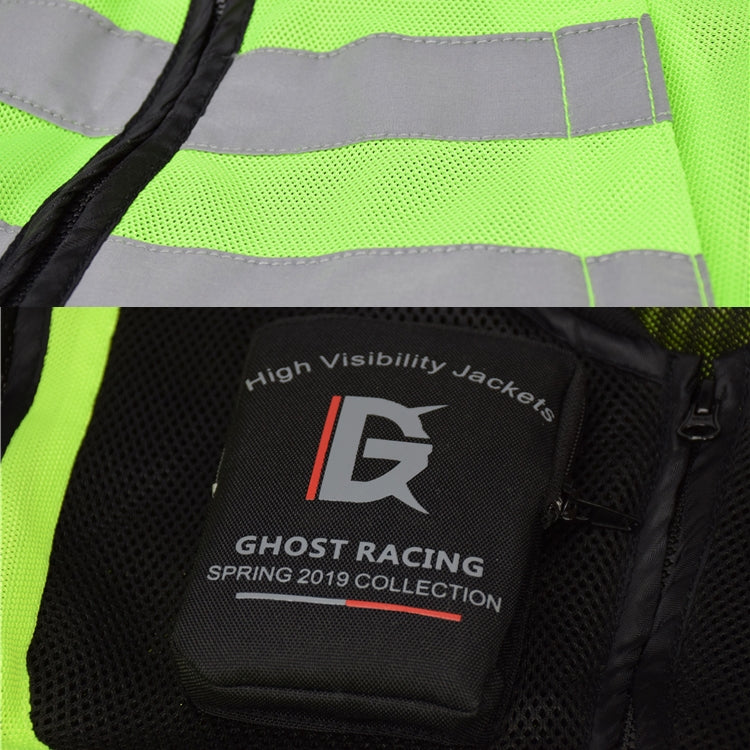 GHOST RACING GR-Y06 Motorcycle Riding Vest Safety Reflective Vest, Size: XXXL(Black) Eurekaonline