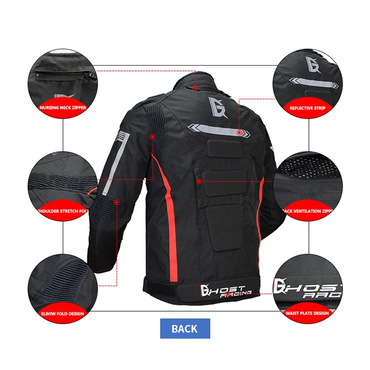 GHOST RACING GR-Y07 Motorcycle Cycling Jacket Four Seasons Locomotive Racing Anti-Fall Cloth, Size: XXXL(Black) Eurekaonline