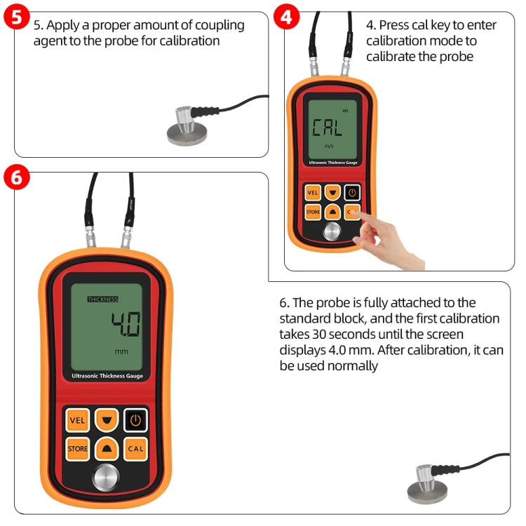 GM-100 Ultrasonic Thickness Meter Tester Gauge Velocity 1.2~225mm(Red) Eurekaonline