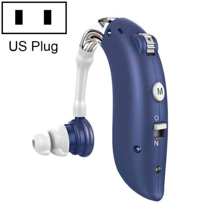 GM-105 Smart Noise Cancelling Ear-hook Rechargeable Elderly Hearing Aids, Spec: US Pulg(Blue) Eurekaonline