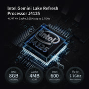 GMK KB3 Windows 11 / Linux System Mini PC, Intel Gemini Lake Refresh Processor J4125 Quad Core up to 2.7GHz, 8GB + 256GB, Support WiFi & Bluetooth, UK Plug Eurekaonline