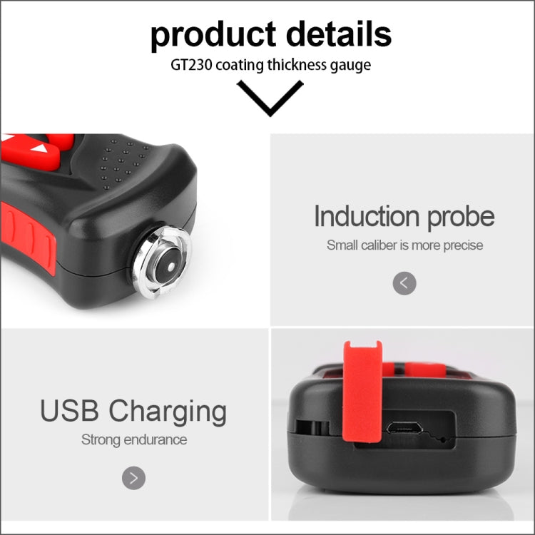 GT230 Thickness Gauges Paint Coating Thickness Gauge Car Film Digital Thickness Gauge Tester Rechargeable Thickness Gauge Eurekaonline