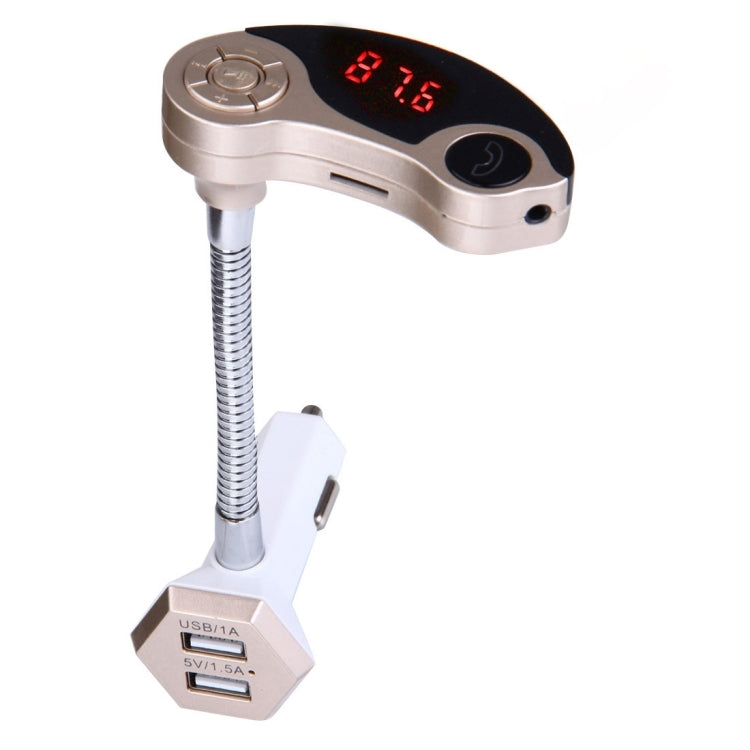 GT86 Dual USB Charger Car Bluetooth FM Transmitter Kit, Support LCD Display / TF Card Music Play / Hands-free(Gold) Eurekaonline