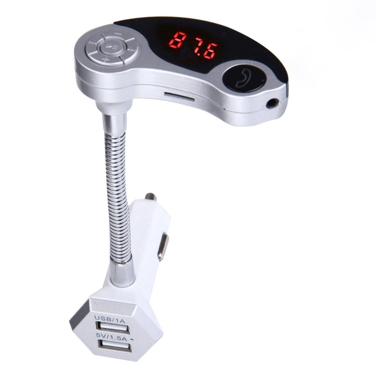 GT86 Dual USB Charger Car Bluetooth FM Transmitter Kit, Support LCD Display / TF Card Music Play / Hands-free(Silver) Eurekaonline