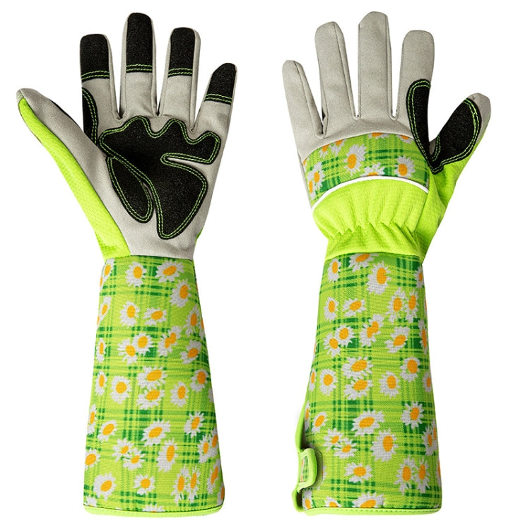 Gardening Stab Resistant Print Sleeve Wrist Extended Gloves(Green) Eurekaonline