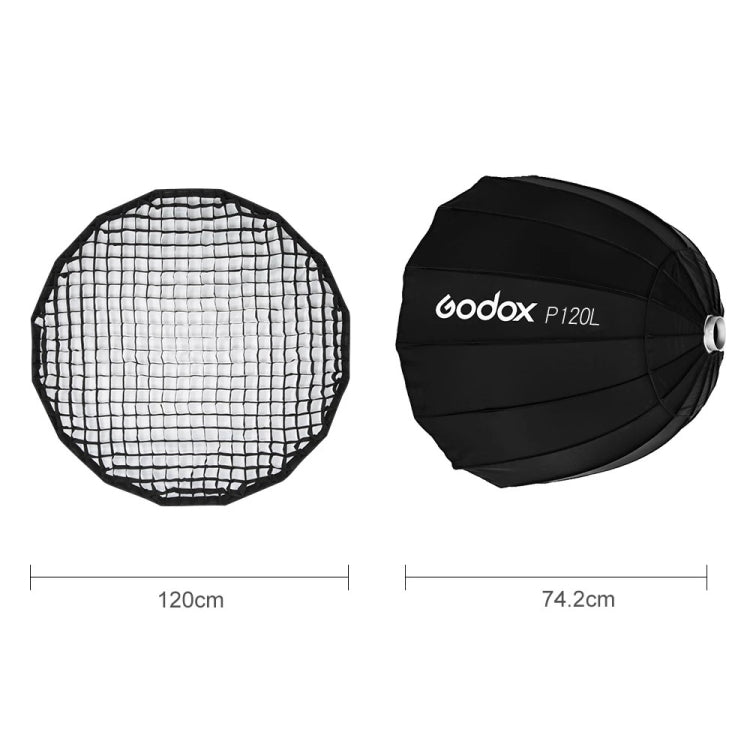 Godox P120L Diameter 120cm Parabolic Softbox Reflector Diffuser for Studio Speedlite Flash Softbox(Black) Eurekaonline