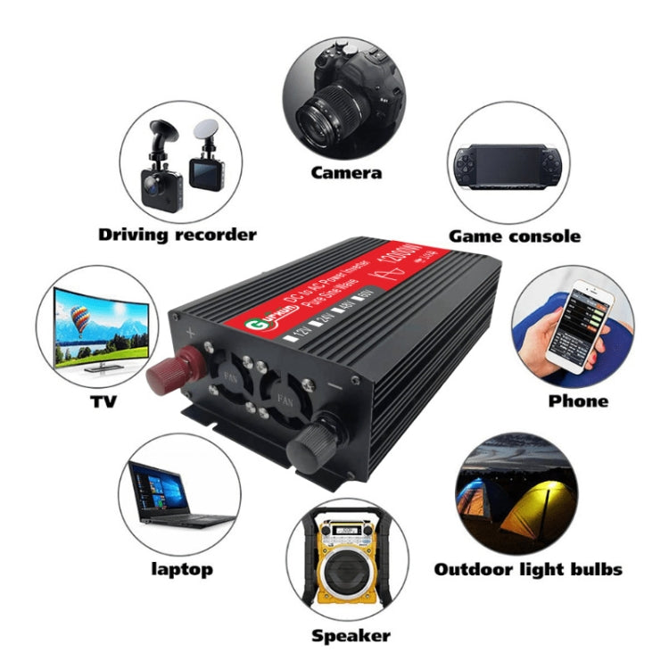 Gurxun 12000W High Power Household Car Sine Wave Inverter, Specification: 12V To 110V Eurekaonline