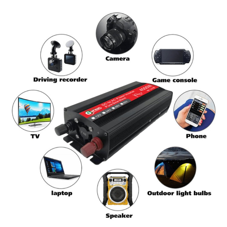 Gurxun 4000W Home Car Power Converter Sine Wave Inverter, Specification: 60V To 220V Eurekaonline