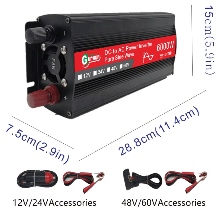 Gurxun 6000W High Power Sine Wave Inverter With Single Digital Display, Specification: 60V-220V Eurekaonline