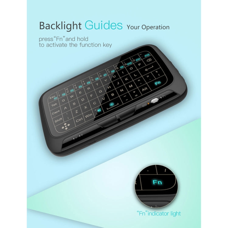 H18+ 2.4GHz Mini Wireless Keyboard Full Touchpad with 3-Level Adjustable Backlight(Black) Eurekaonline